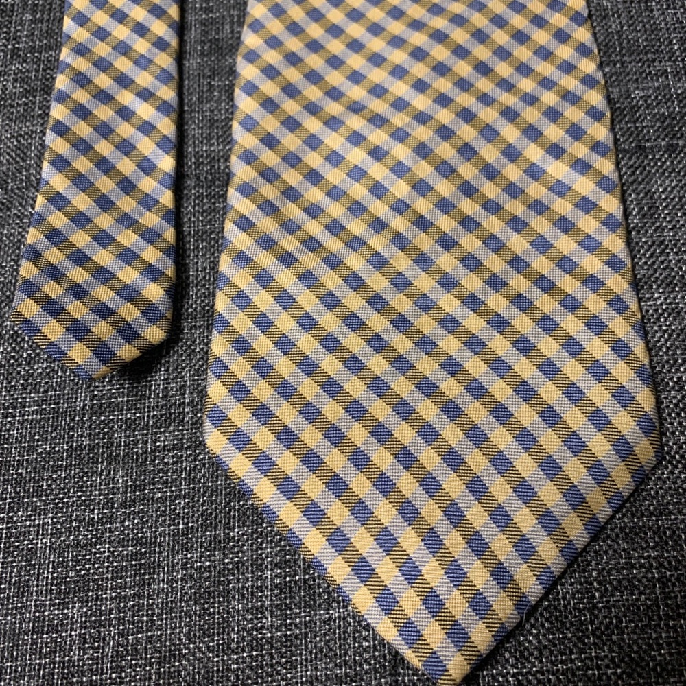 Nautica men’s silk neck tie checkered yellow blue